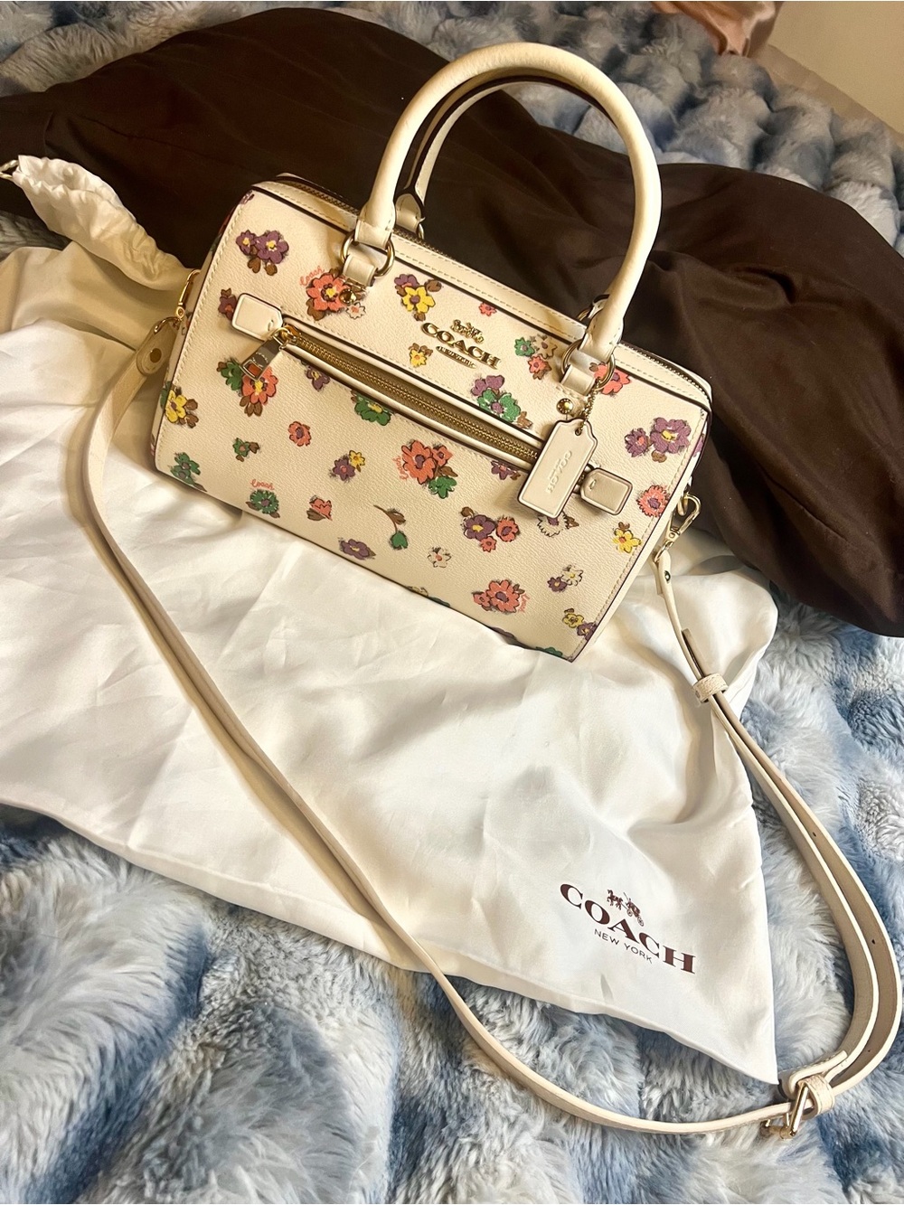 Coach Rowan Satchel With Spaced Floral Field / Chalk Multi Print (MSRP: $358)